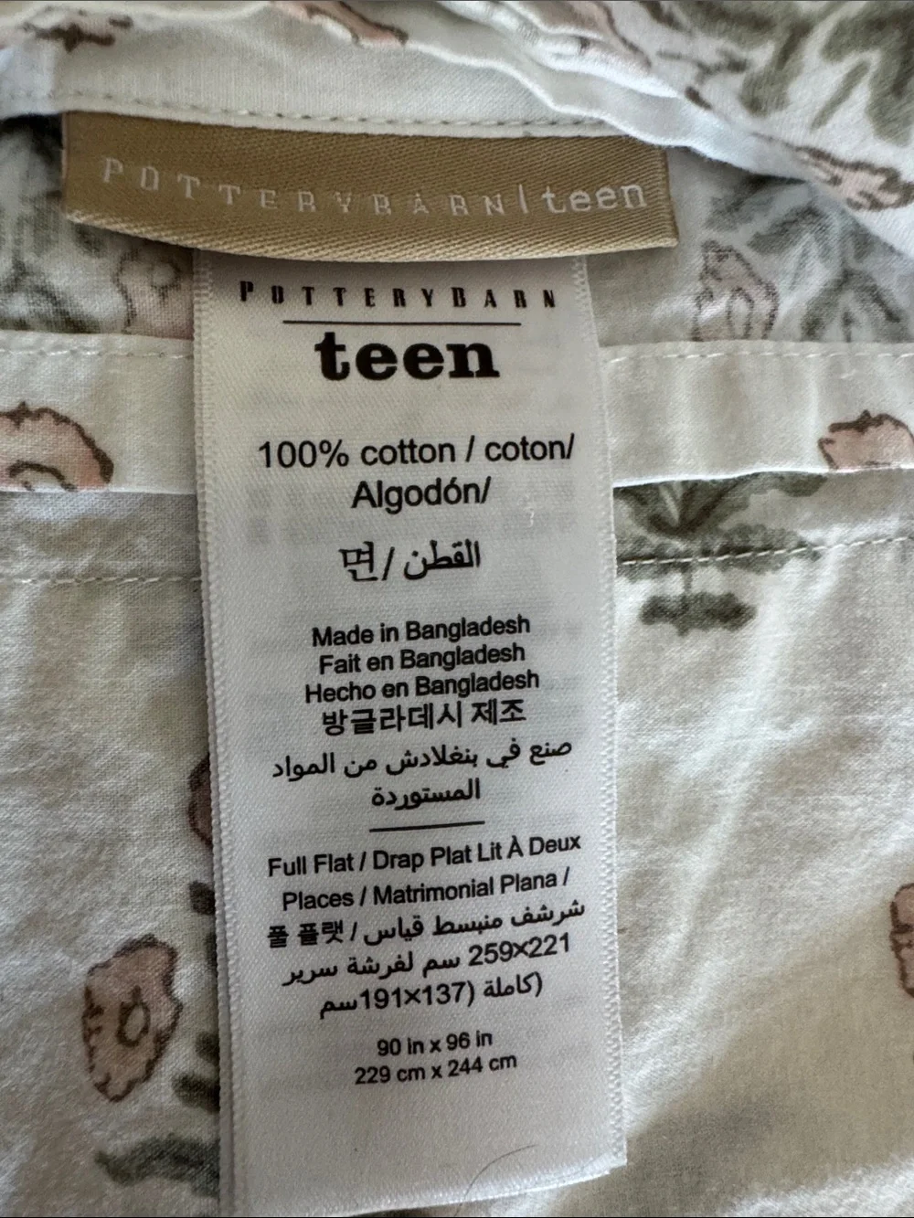 Pottery Barn Teen Floral Pillowcases in Cream, Green, Pink